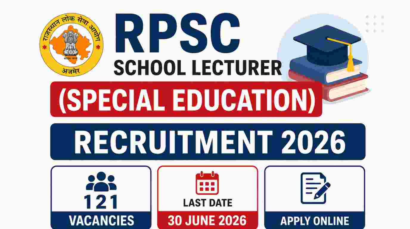 Rajasthan RPSC School Lecturer (Special Education) Recruitment 2026, Notification Out for 121 Vacancies, Apply Online